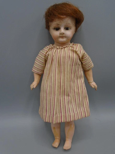 Antique German Patent Washable Papier Mache Schilling Doll Glass Eyes 9"