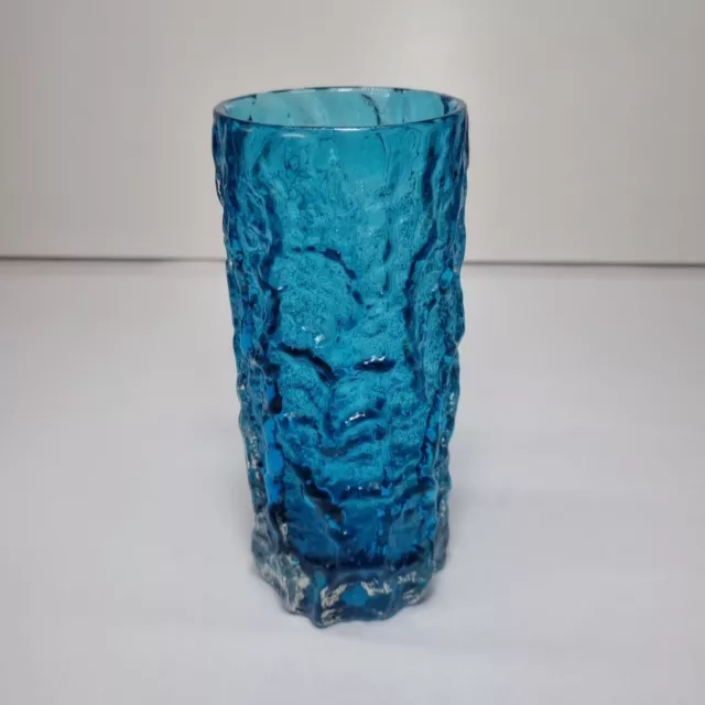 Genuine Whitefriars Kingfisher Blue Bark Vase 19cm Geoffrey Baxter 1966 Vintage