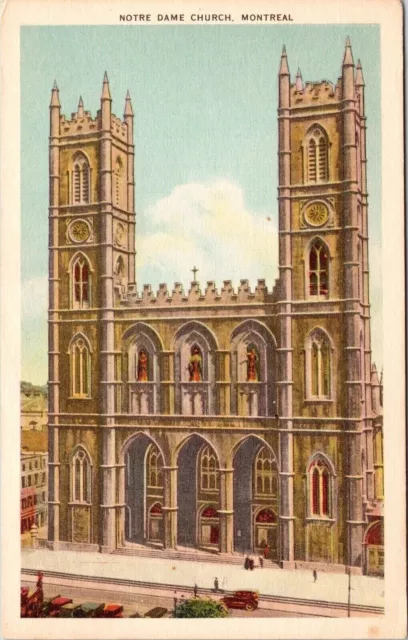 Notre Dame Church Montreal PQ Canada WB Postcard PM Cancel WOB Note 3c Stamp