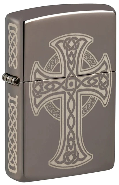 Zippo 48614,  Celtic Cross 2-Sided Design, Black Ice Finish Lighter