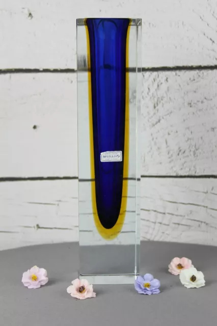 TRUE VINTAGE 3,23 kg Murano Glas Flavio Poli für Seguso Sommerso Vase Blockvase