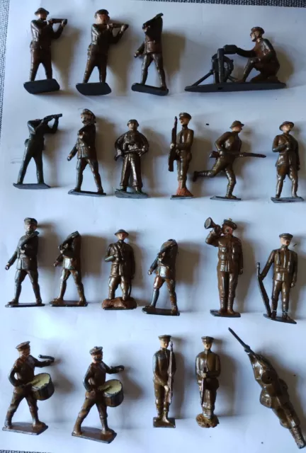 21x Vintage Britains or J Hill Co? WW1 Lead/Metal British Soldiers. 2 inch/60mm