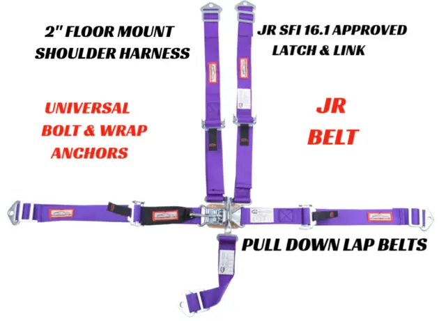Quarter Midget Race Harness Latch & Link Universal Belt Floor Mt Sfi 16.1 Purple