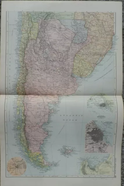 Antique map - South America (south) - 19th century map for framing 35 x 54 cm's