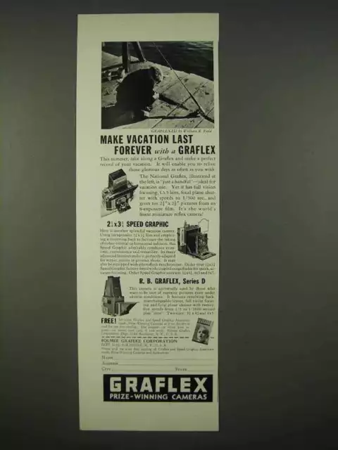 1938 Graflex Camera Ad - National, 2x3 Speed, Series D