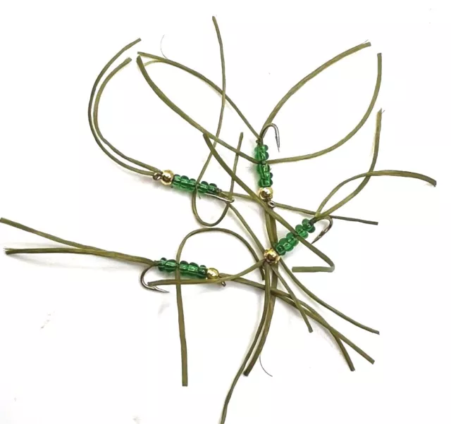 Fly fishing Trout Flies OLIVE APPS NYMPH BARBED/BARBLESS G.HEAD Various Qty's