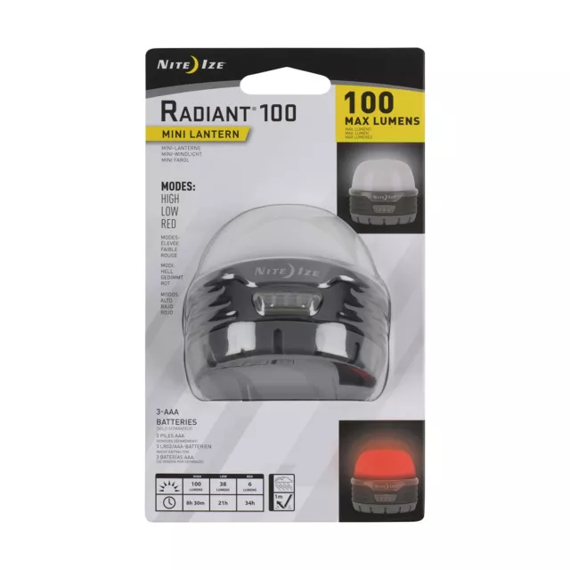 Nite Ize Radiant Mini Lantern 100 Lumens Uses 3 AAA Batteries