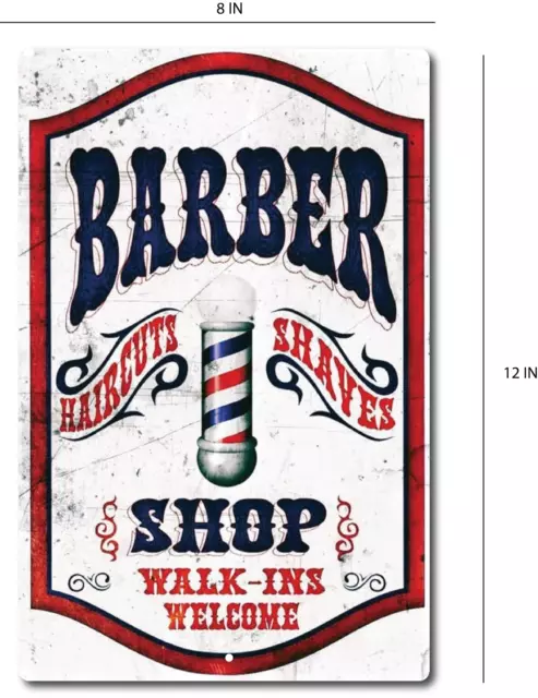 TIN SIGN Shaving Parlor Barber Shop Cottage Walk Ins Rustic Vintage Look .