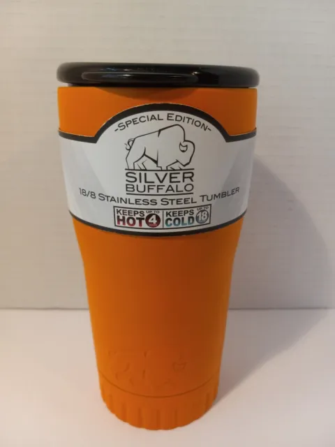 Silver Buffalo, 18/8, Orange Stainless Steel Insulated Travel Mug Tumbler, 20oz
