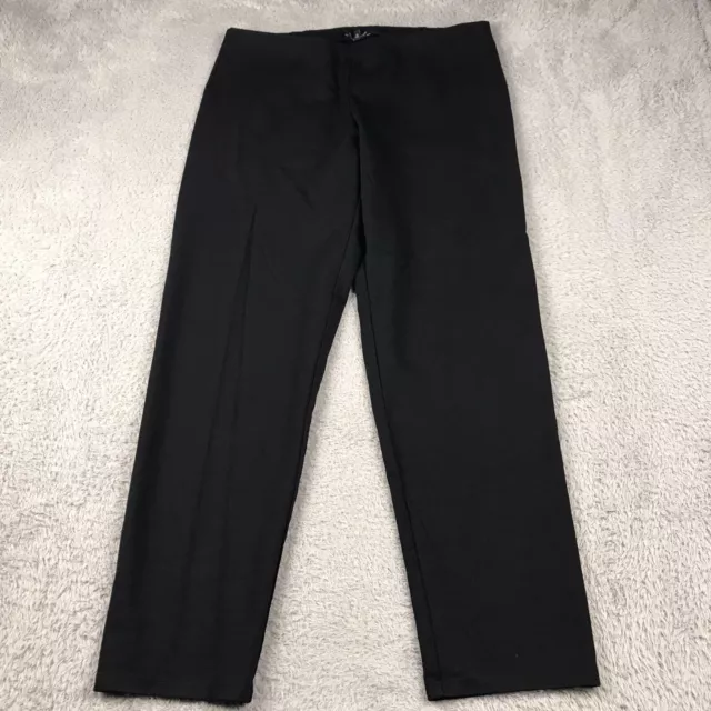 Eileen Fisher Pants Womens L Black Pull On Ponte Rayon Stretch Straight Slacks
