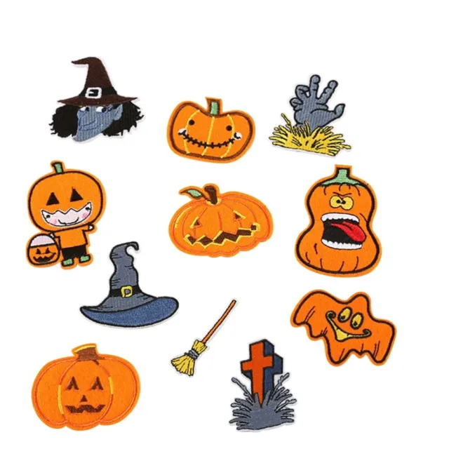 11 Pcs Cartoon Patches Spooky Stickers Clothing Jackets Appliques