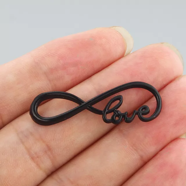 15Pcs Black Love Infinity Connector Charms Jewelry Findings For Bracelet Making