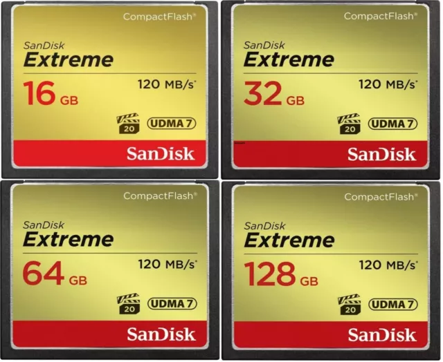 SanDisk Extreme CompactFlash Memory Card 32GB 64GB 128GB 120mbs CF UDMA7 Camera