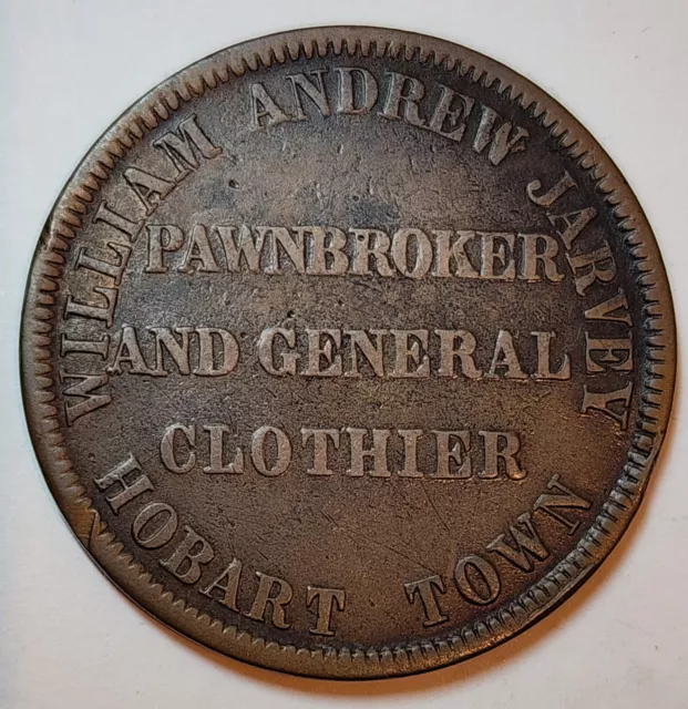 Australian Penny Token - Jarvey Willian Andrew  Hobart Town Tasmania