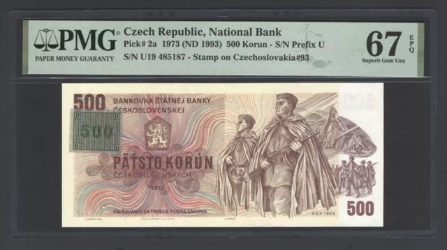 Czech Republic 500 Korun 1973 (ND 1993) P2a Uncirculated Grade 67