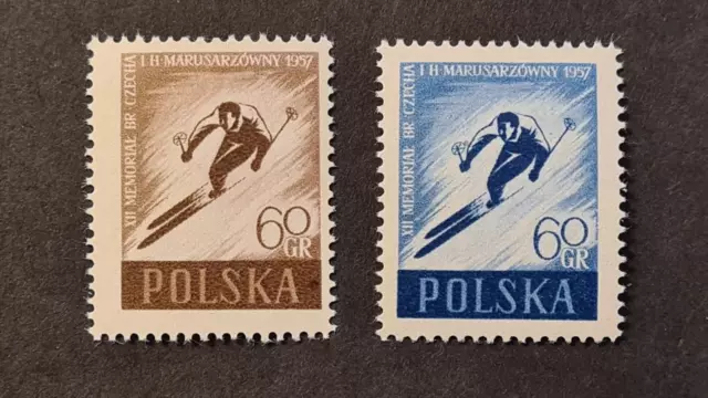 Poland Polska 1957 Xf Mnh Set Winter Sport Skiing