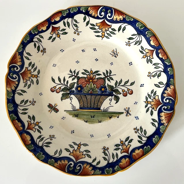Lot de 2 assiettes décoratives en faïence de Rouen
