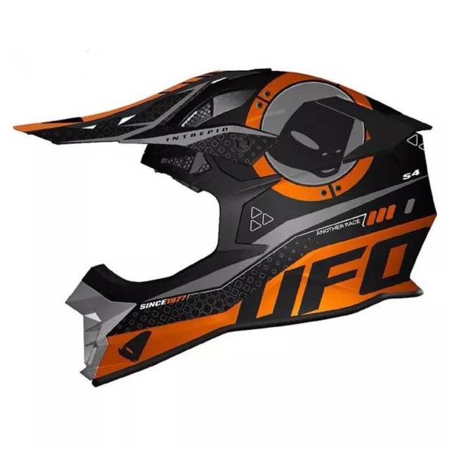 Casco Cross Ufo Intrepid Per Motocross Enduro Motard Atv Nero Arancio