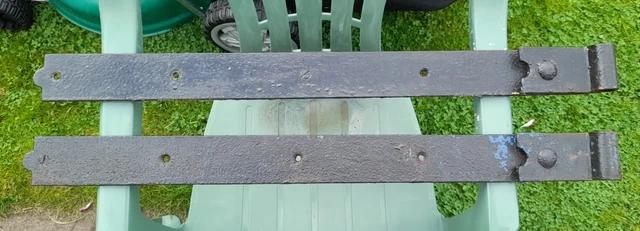 Pair Vintage Antique Blacksmith Hand Made Hinges Barn Door  Rustic