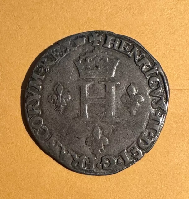 FRANCE  HENRY II  1550-A  "GROS de NESLE" SILVER COIN, XF