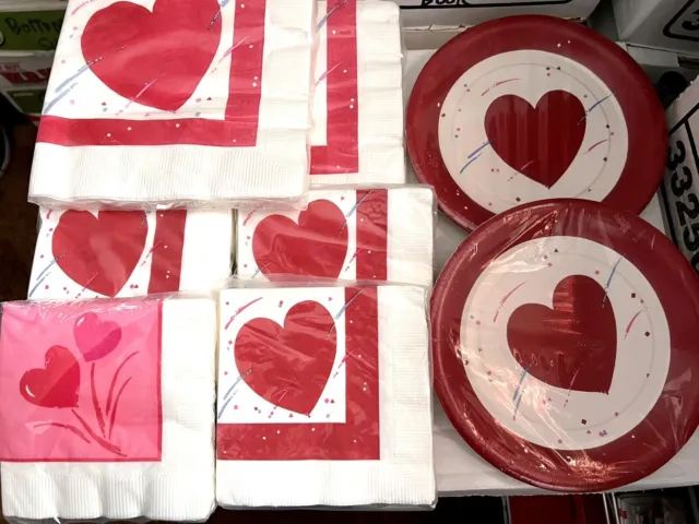 Valentines Hearts Party Paper Plates Napkins AMERICAN GREETINGS SEALED