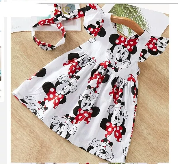 Abito con fascia Bambina 6 mesi-5 anni minnie mouse cotone leggero estate bimba