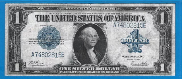 1923 $1 Silver Certificate-Horse Blanket Note,FR 238,Circ VF,Nice!