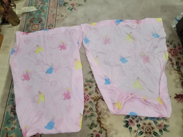 Juego de 2 sábanas ajustadas colchón para cuna de princesas de Disney para niños pequeños 2 piezas rosadas