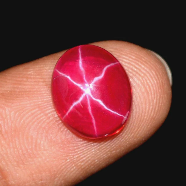 Naturel Rouge Rubis Étoile 6 Rayons Superbes Ovale Cabochon 09.15 MM