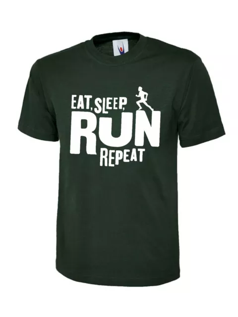 Eat Sleep Run Repeat Polyester Fitness Performance Running T Shirt Black