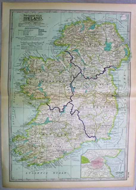 Century Atlas Map Page Plate No. 79 Ireland 1911 Vintage