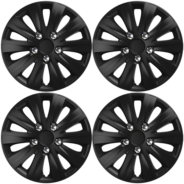 Copricerchi 15" Coprimozzo Veloci Nero NC Plastica Set di 4 Fit R15