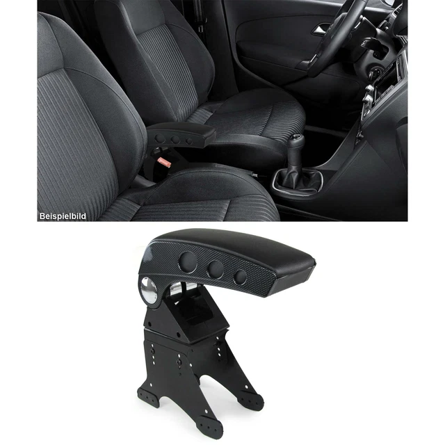 Accoudoir Central Similicuir Noir Couture Rouge Pour Citroën C1 II Et Peugeot 108 (2014-2018) - Avec Compartiment Rangement