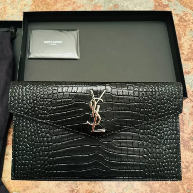 Saint Laurent YSL Uptown Leather Clutch