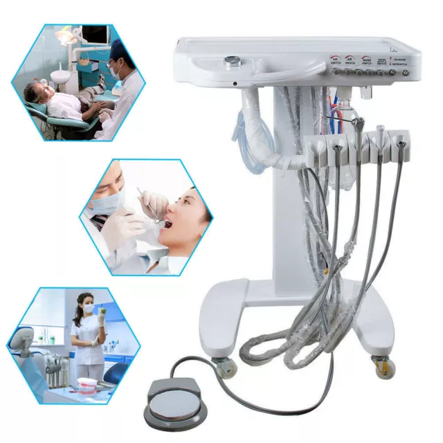 4 Hole Dental Mobile Cart Portable Delivery Cart System Unit Equipment Treatment