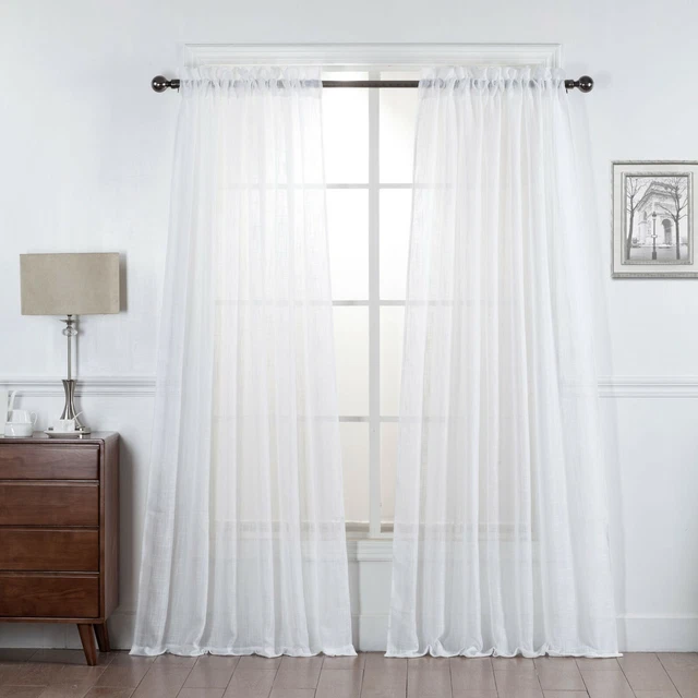 2 Piece Linen Textured Window Treatment Tiers/Curtains panels Drapes Set