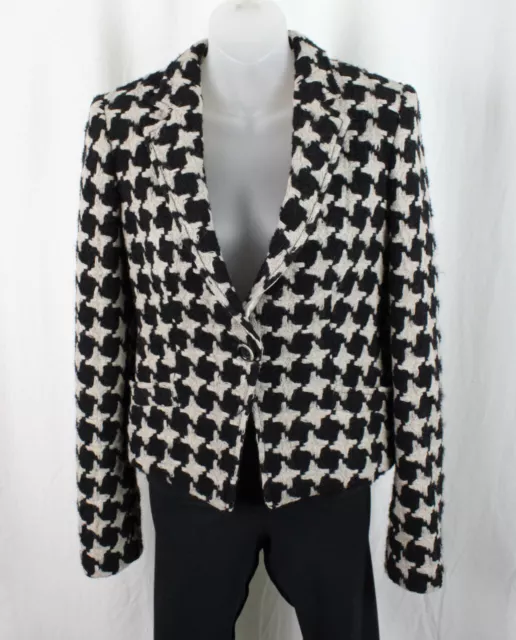 Armani Collezioni Women's Black Gray Print Knit Blazer Jacket Size 6