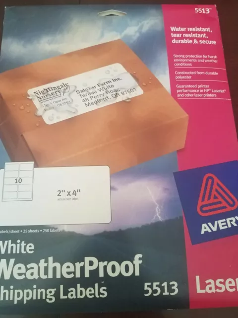 Avery WeatherProof Shipping Labels w/TrueBlock Laser White 5 1/2 x 8 1/2 100