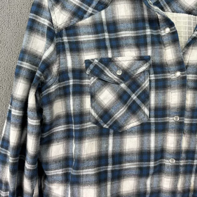 BDG Shirt Womens Small Urban Outfitters Plaid Lace Trim Flannel Pearl Snap 3