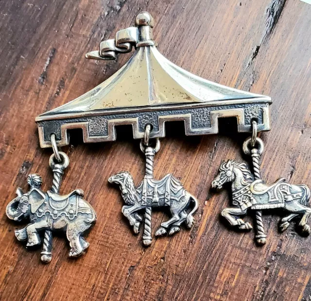 Retired James Avery Circus Elephant Camel Carousel Horse Big Top Tent Brooch Pin