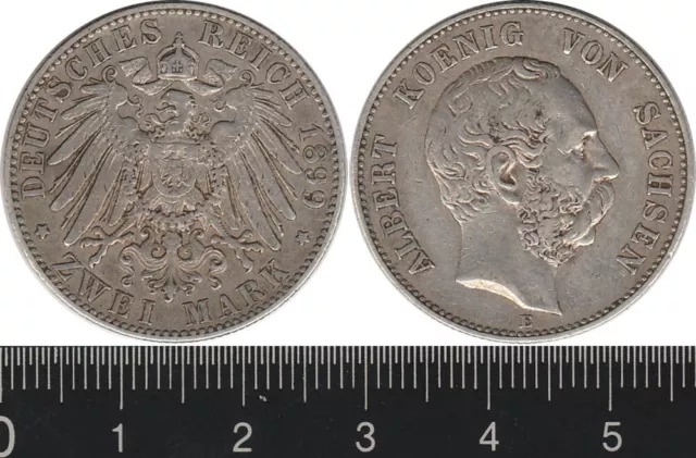 Germany - Saxony: 1899E Two Mark Albert of Saxony  silver Zwei Mark