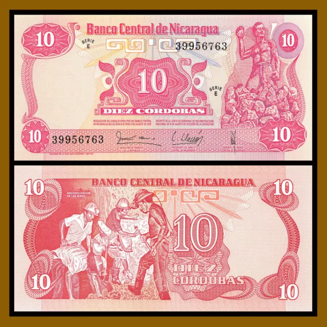 Nicaragua 10 Cordobas, 1979 P-134 "E" Series Unc