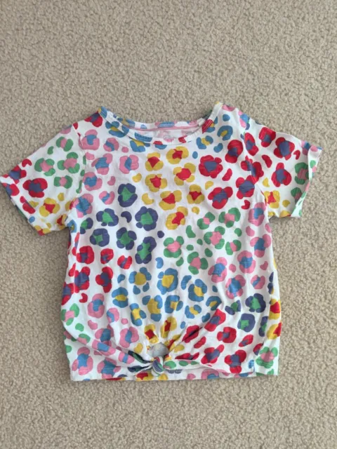 Mini Boden girls RAINBOW Floral short sleeve TIE front t-shirt Size 9-10 EUC