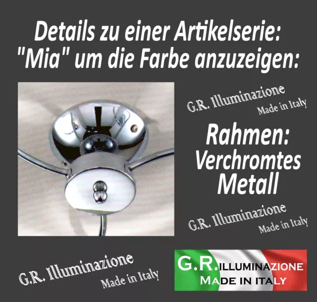 Deckenlampe modern Kronleuchter Chrom 8 L. weiß Glas Deckenleuchte Bad Salon MIA 2