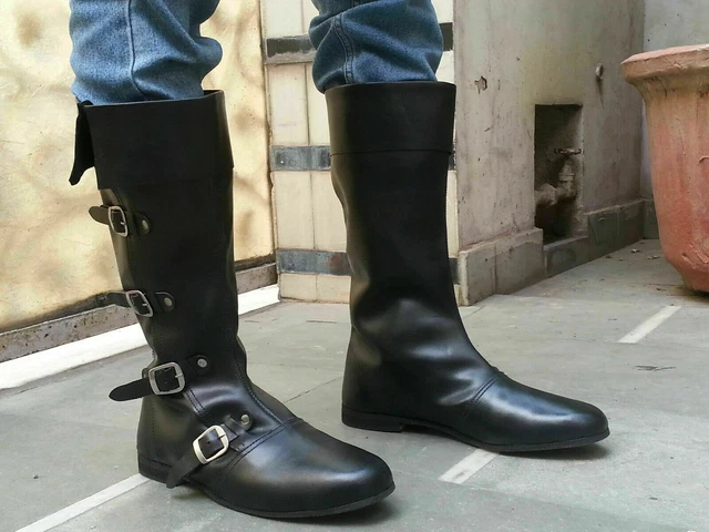 Bottes en cuir armure casque de chevalier bottes médiévales chaussures...