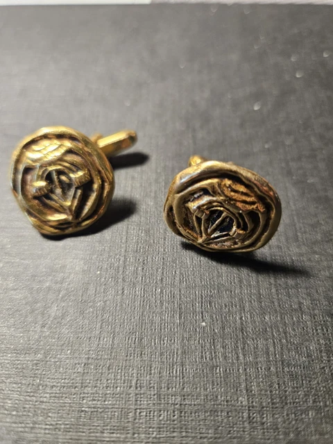 Paire De Boutons De Manchette Plaqués Or 18 Carats (750) – Style Art Nouveau – Occasion