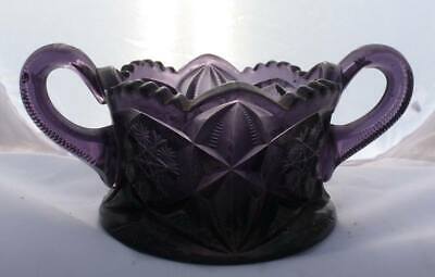 EAPG CANDY DISH- Dark Amethyst-2 Handles-Highly Designed-Footed Base-1890s