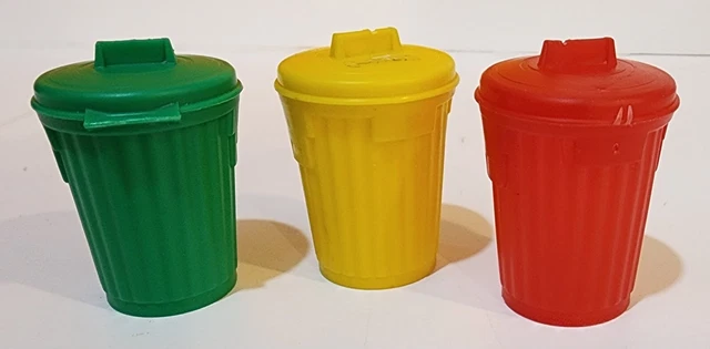 VTG 1970's Topps 3 GARBAGE CANDY Gum Trash Can Container fleer Kelly Doll Size