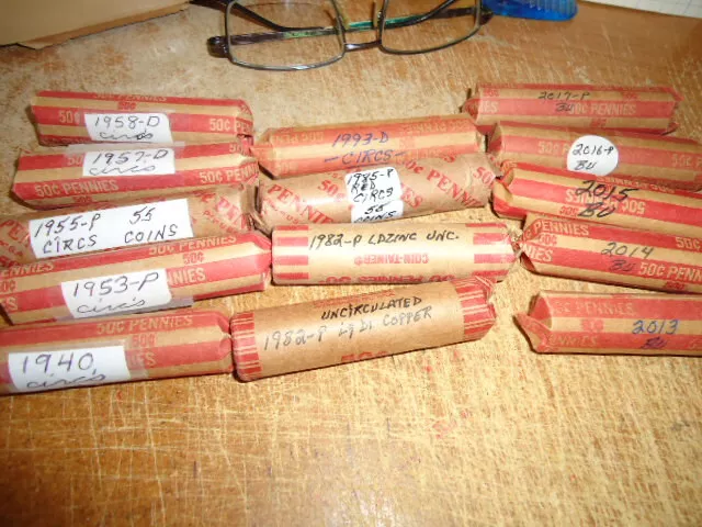 1955-P (55 Coins) Lincoln Wheat Cent Roll- You Are Bidding This Listed Roll Only