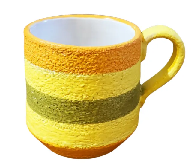 Vintage Bitossi Italian Pottery Coffee Mug Striped Textured MCM Mid Century
